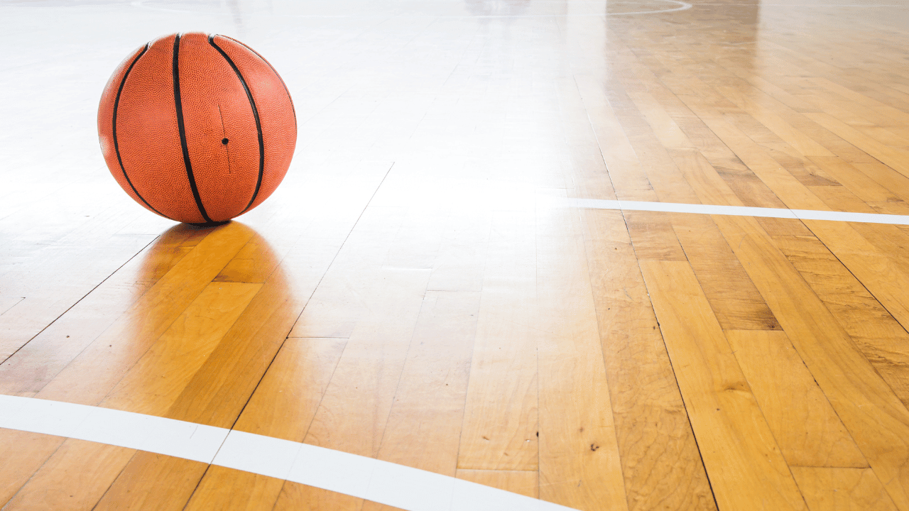 Basketball on court